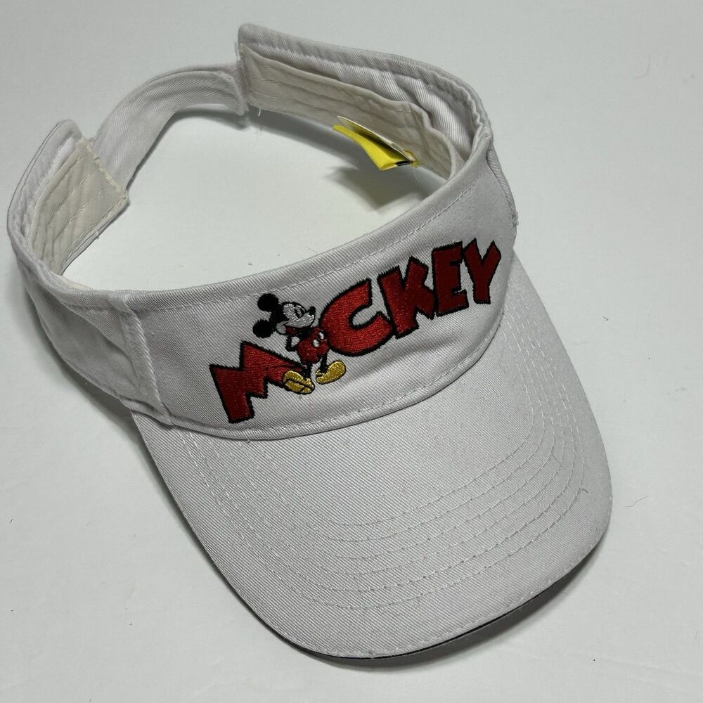Disney Mickey White Visor Mens/Womens Hat Adjustable Travel Vacation